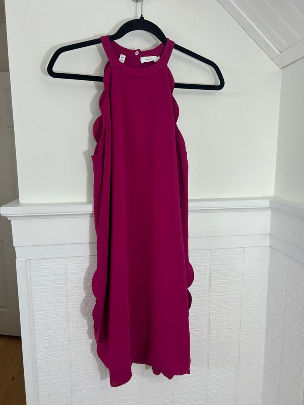 A.L.C. Magenta Scallop Hem Alexis Mini Dress size 4 (wedding guest, party/event) - Picture 3 of 9